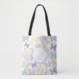 Pastel Butterflies Pattern All-Over-Print Canvas t Tote Bag