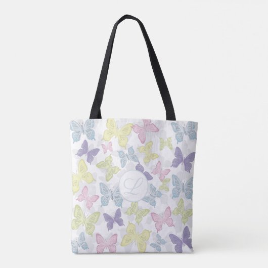 Pastel Butterflies Pattern All-Over-Print Canvas t Tote Bag (Achterkant)