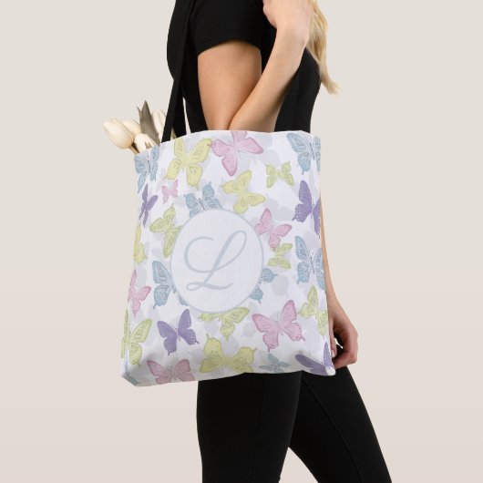Pastel Butterflies Pattern All-Over-Print Canvas t Tote Bag (Dichtbij)