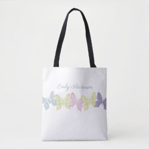 Pastel Butterflies Pattern All-Over-Print Canvas t Tote Bag