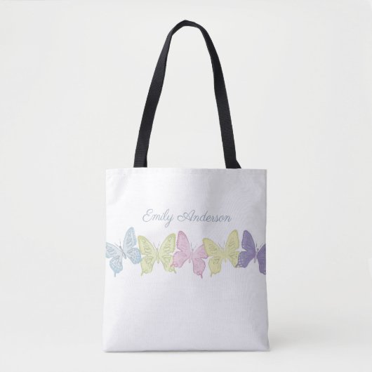 Pastel Butterflies Pattern All-Over-Print Canvas t Tote Bag (Voorkant)