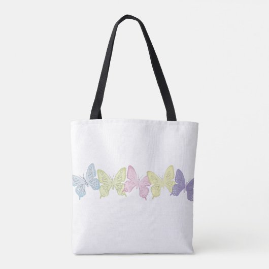 Pastel Butterflies Pattern All-Over-Print Canvas t Tote Bag (Achterkant)