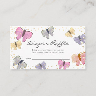 Pastel Butterfly Baby shower Diaper Raffle Ticket Informatiekaartje