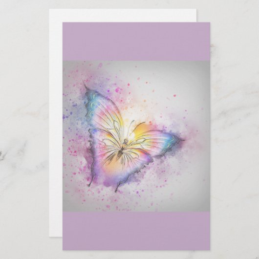 Pastel Butterfly Briefpapier (Voorkant / Achterkant)