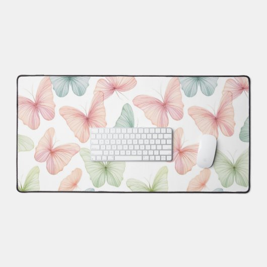 Pastel Butterfly Desk Mat (Keyboard & Muis)