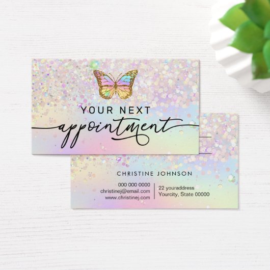 pastel butterfly faux glitter - kaart (Bureau)