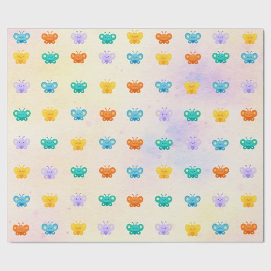 Pastel Butterfly Gift Wrap – Kawaii Wrapping Paper Cadeaupapier (Vlak)