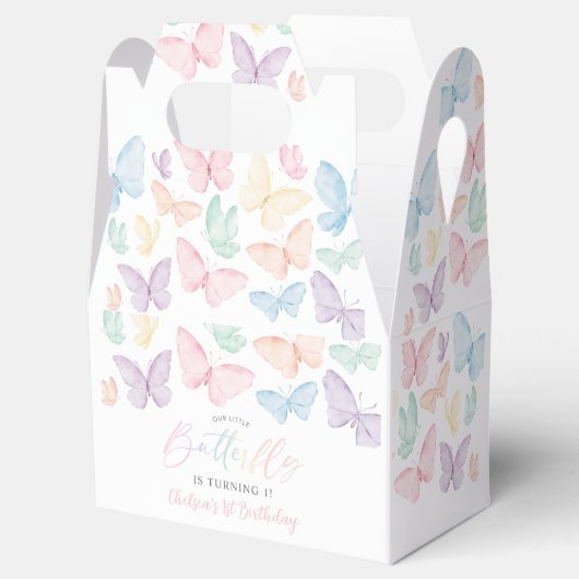Pastel Butterfly Girl's 1e verjaardag Rainbow Part Bedankdoosjes (Geopend)