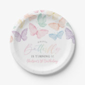 Pastel Butterfly Girl's 1e verjaardag Rainbow Part Papieren Bordje (Voorkant)