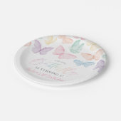 Pastel Butterfly Girl's 1e verjaardag Rainbow Part Papieren Bordje (Gekanteld)