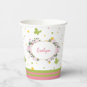 Pastel Butterfly Pattern met Flowers and Name Papieren Bekers (Links)
