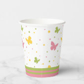 Pastel Butterfly Pattern met Flowers and Name Papieren Bekers (Rechts)