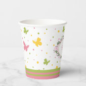 Pastel Butterfly Pattern met Flowers and Name Papieren Bekers (Voorkant)