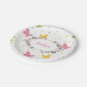 Pastel Butterfly Pattern met Flowers and Name Papieren Bordje (Gekanteld)