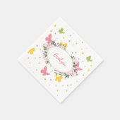 Pastel Butterfly Pattern met Flowers and Name Servet (Hoek)