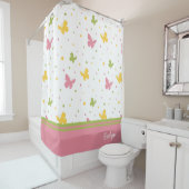 Pastel Butterfly Pattern met Name Bathroom Douchegordijn (In situ)