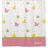 Pastel Butterfly Pattern met Name Bathroom Douchegordijn (Voorkant)