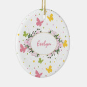 Pastel Butterfly Pattern met Name Year Kerstmis Keramisch Ornament (Rechts)