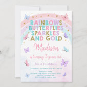 Pastel Butterfly Rainbow Birthday Kaart (Voorkant)