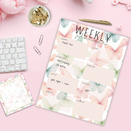 Pastel Butterfly Weekly Planner Notitieblok