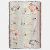 Pastel Butterfly Whimsical Boho Gooi Deken (Voorkant Verticaal)