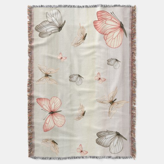Pastel Butterfly Whimsical Boho Gooi Deken (Voorkant Verticaal)