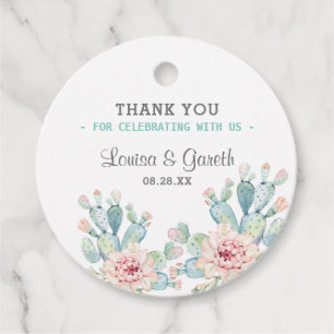 Pastel cactus bloem bruiloft dank u bedankjes labels