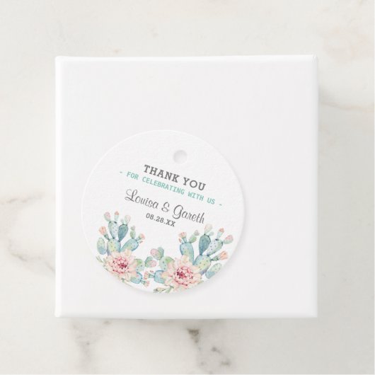 Pastel cactus bloem bruiloft dank u bedankjes labels (In situ)