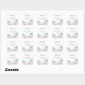 Pastel Cactus Bloem Bruiloft Vierkante Sticker (Vel)
