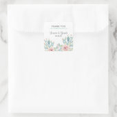 Pastel Cactus Bloem Bruiloft Vierkante Sticker (Tas)