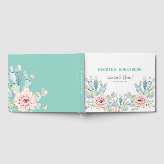 Pastel Cactus Flower Wedding Gastenboek (Volledig)