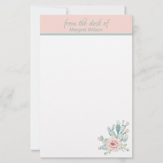 Pastel Cactus Personal Briefpapier (Voorkant)