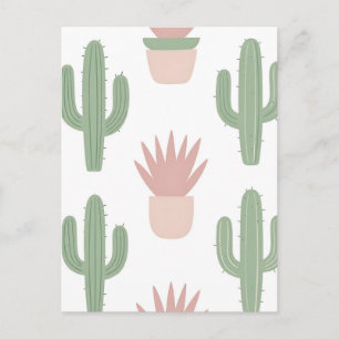Pastel Cactus Succulent Patroon Briefkaart