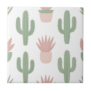 Pastel Cactus Succulent Patroon Tegeltje