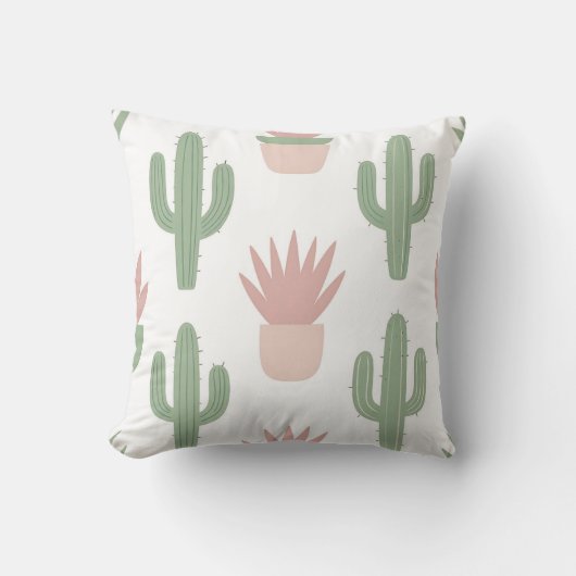Pastel Cactus Vetplant Patroon Kussen (Voorkant)