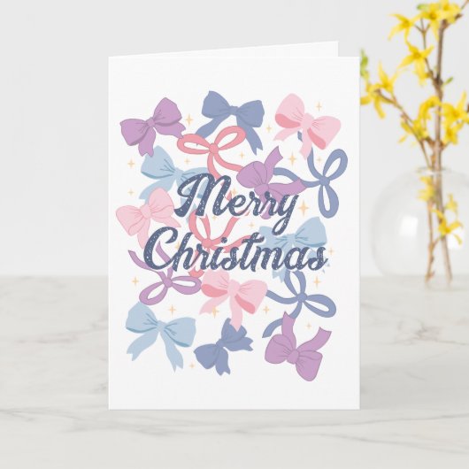 Pastel cadeau linten vrolijk kerstfeest © GraphicL Kaart (Gele Bloem)