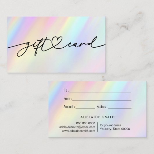 pastel cadeaubon visitekaartje (Voorkant / Achterkant)