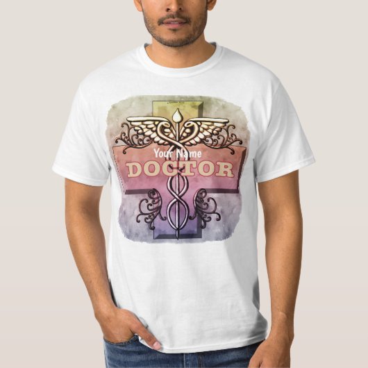 Pastel caduceus dokter t-shirt (Voorkant)