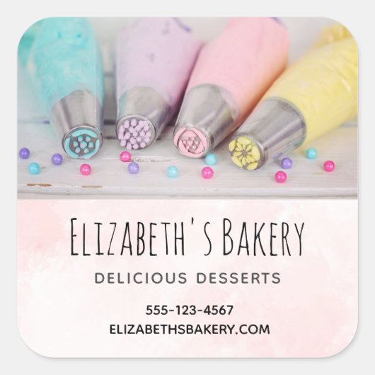 Pastel Cake Decorating Tools Business Vierkante Sticker (Voorkant)