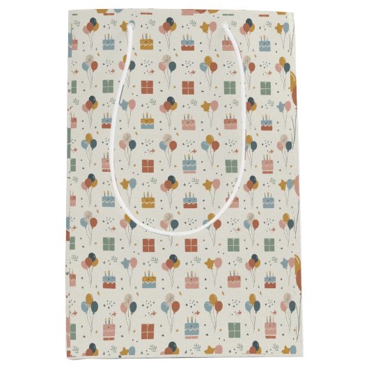 Pastel Cakes, Balloons & Confetti Scandi Medium Cadeauzakje (Voorkant)