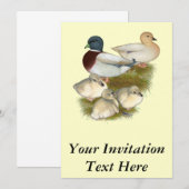 Pastel Call Eend Familie Kaart (Voorkant / Achterkant)