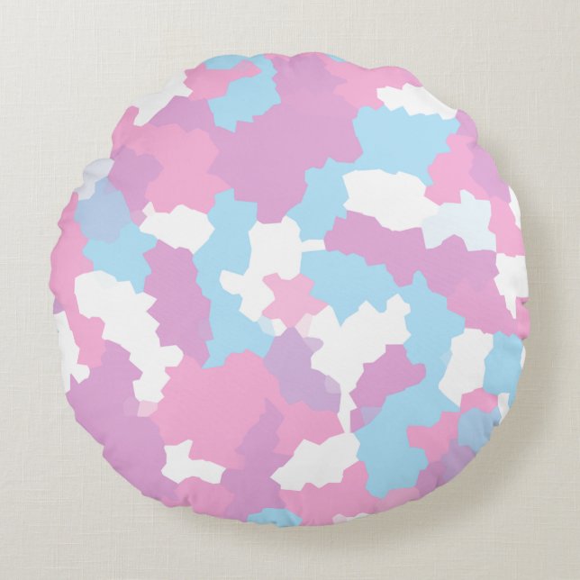 Pastel Camouflage Abstract kunstpatroon Rond Kussen (Voorkant)