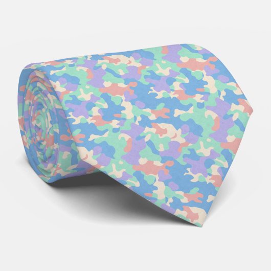 Pastel Camouflage Pattern Stropdas (Opgerold)