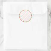 Pastel Candy Cane Border Kerst Blank Custom Ronde Sticker (Tas)