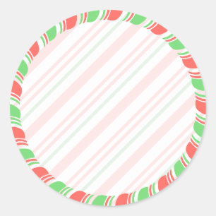 Pastel Candy Cane Border Kerst Blank Custom Ronde Sticker