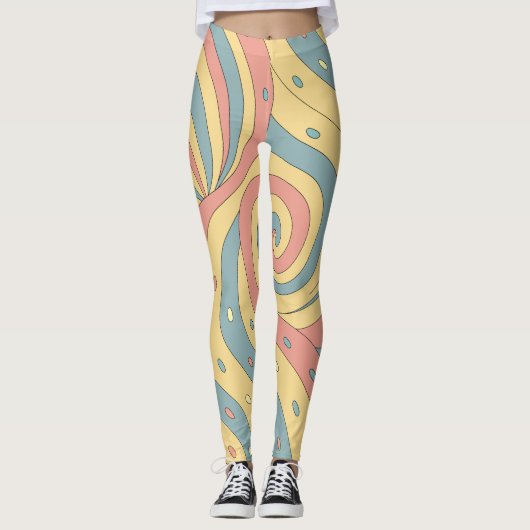 Pastel Candy Swirl Pattern with Sprinkles Leggings (Voorkant)