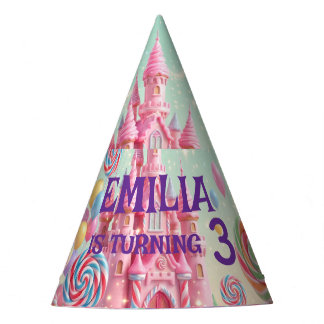 Pastel Candyland 3e Verjaardag Custom Feesthoed Feesthoedjes