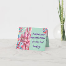 Pastel Candyland 3e Verjaardag Dankkaart