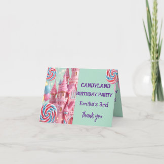 Pastel Candyland 3e Verjaardag Dankkaart Bedankkaart