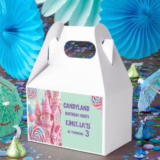 Pastel Candyland 3e Verjaardag Papier Favoriet Doo Bedankdoosjes